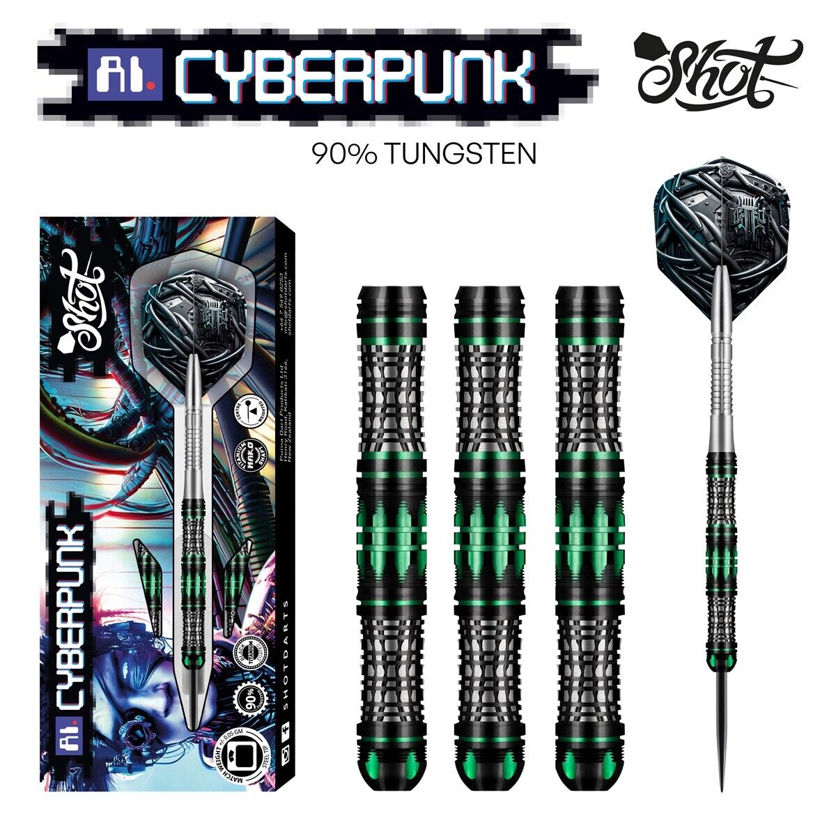 SHOT DARTS MODEL AI CYBERPUNK 24 GRAM STEEL TIP NEW SHIPS FREE FREE FLIGHTS