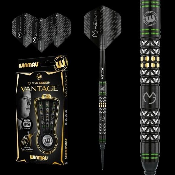 WINMAU MVG VANTAGE DESIGN 90% TUNGSTUN 20 GRAM SOFT TIP DARTS SHIPS FREE N MORE