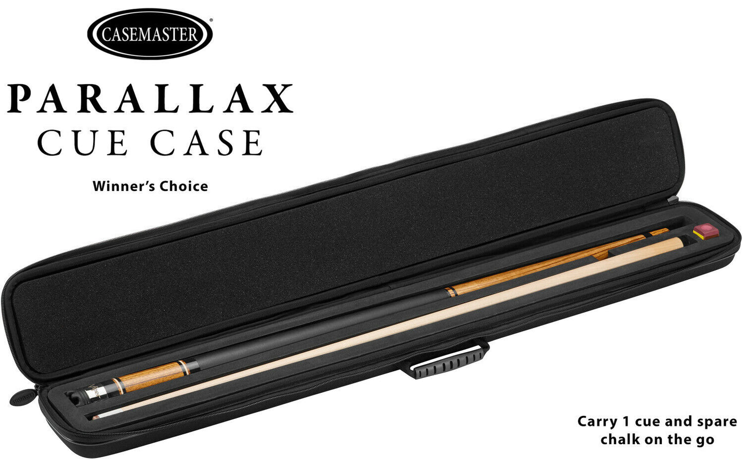 CASEMASTER PARALLAX CUE CASE RED W/ COMPARTMT. NEW PADDED SHIPS FREE BEST PRICE