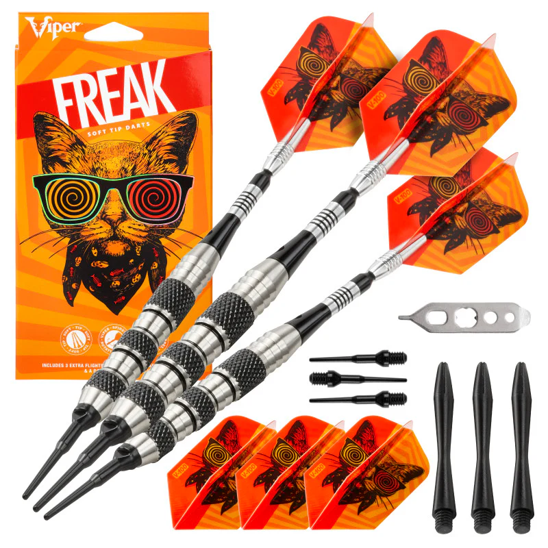 VIPER FREAK DARTS 18 GRAM SOFT TIP KNURLED BRAND NEW FREE FLIGHTS FREE SHIPPING