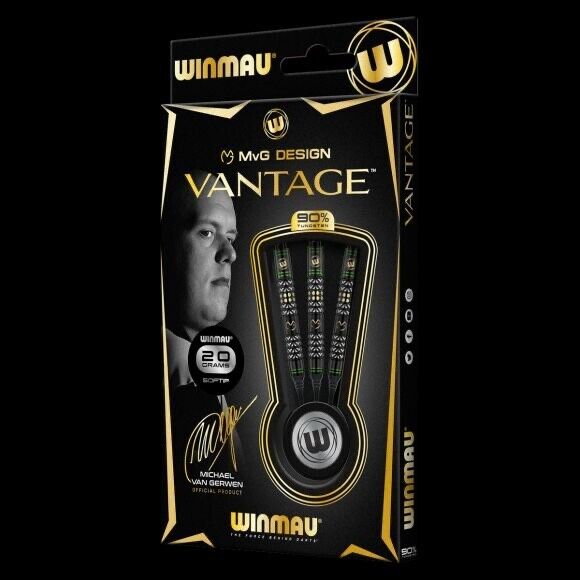 WINMAU MVG VANTAGE DESIGN 90% TUNGSTUN 20 GRAM SOFT TIP DARTS SHIPS FREE N MORE