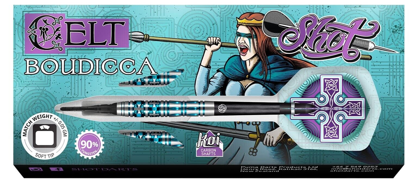 SHOT DARTS CELT BOUDICCA 18 GRAM SOFT TIP NEW! SHIPS FREE N FREE FLIGHTS