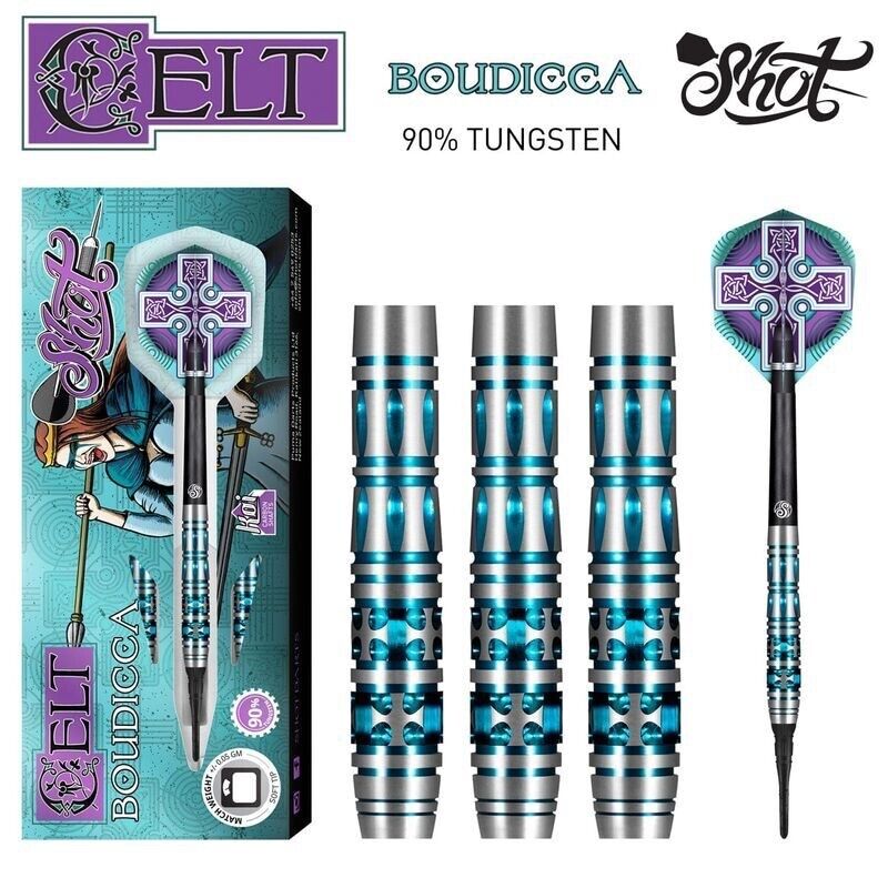 SHOT DARTS CELT BOUDICCA 18 GRAM SOFT TIP NEW! SHIPS FREE N FREE FLIGHTS