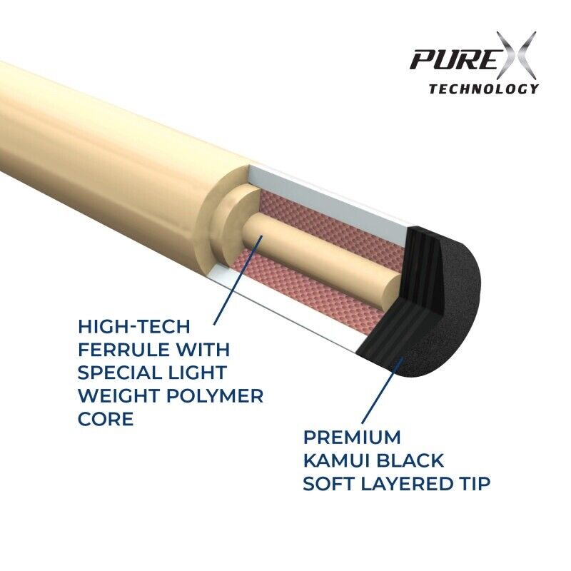 PUREX HXT65 POOL CUE WITH KAMUI TIP BRAND NEW FREE SHIPPING FREE HARD CASE