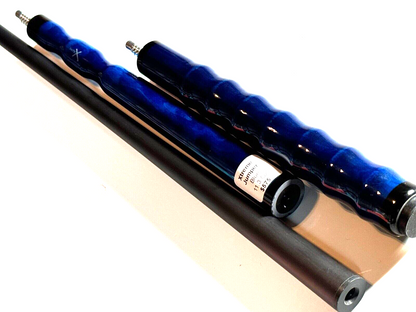 JACOBY BLUE  EXTREME JUMP CUE  13.1 BLACKOUT CARBON SHAFT SHIPS FREE FREE CASE