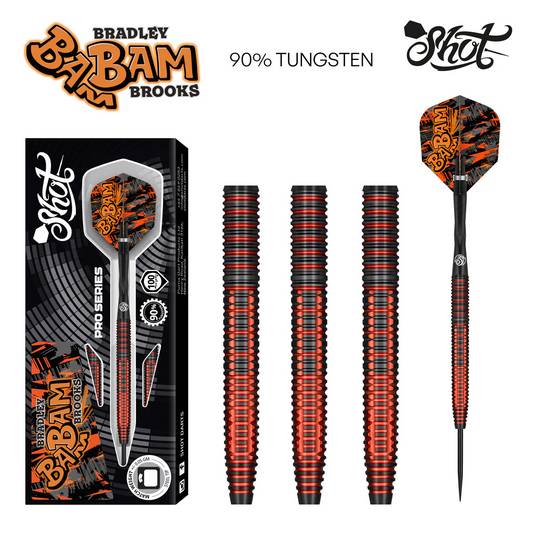 SHOT DARTS MODEL BRADLEY BROOKS BAM 25 GRAM STEEL TIP NEW SHIPS FRE FREE FLIGHTS