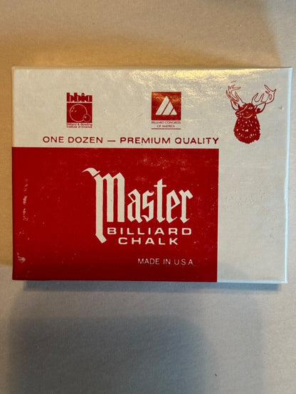 MASTERS BLUE CHALK DOZEN BILLIARD POOL CHALK 12 PACK BRAND NEW FREE SHIPPING