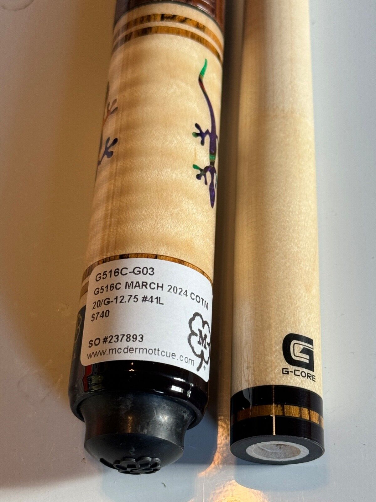 MCDERMOTT G516C GECCO LTD CUE LEATHER MARCH CUE OF MONTH NEW SHPS FREE FREE CASE