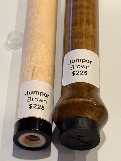 JACOBY JUMP CUE THE JUMPER BROWN STAIN NEW DESIGN FREE SHIPPING FREE CASE TOO!!