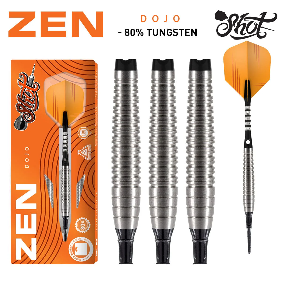 SHOT DARTS MODEL ZEN DOJOI 18 GR TUNGSTEN SOFT TIP SHIPS FREE N FREE FLIGHTS