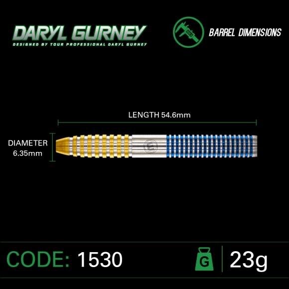 WINMAU DARYL GURNEY 90% TUNGSTEN STEEL TIP DARTS 23 GR SHIPS FREE FREE FLIGHTS