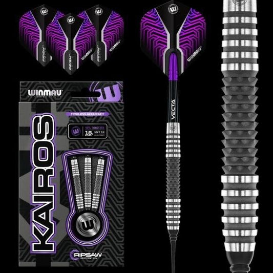 WINMAU KAIROS RIPSAW 18 GR SOFT TIP DARTS 90% TUNGSTEN SHIPS FREE FREE FLIGHTS