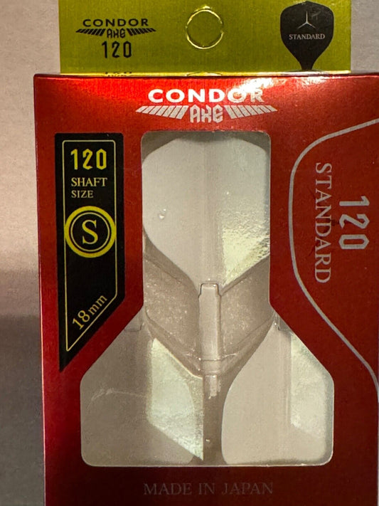 CONDOR AXE 120 WHITE DART FLIGHTS SHORT 18MM STANDARD 3 WING SHIP FREEE NEW