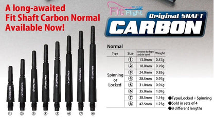 FIT FLIGHT CARBON SHAFTS #1 LENGTH SLIM SPINNING SHAFTS BRAND NEW SHIPS FREE