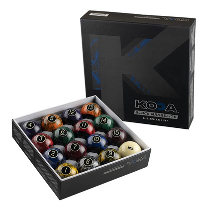 KODA BLACK MARBLEITE POOL BALLS 2 1/4" TRUE ROLL BRAND NEW SEALED SHIPS FREE