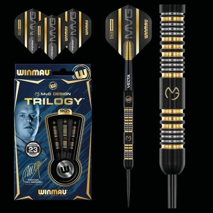 WINMAU 90% TUNGSTEN MICHAEL VAN GERWEN TRILOGY STEEL TIP DARTS 24 GR SHIPS FREE