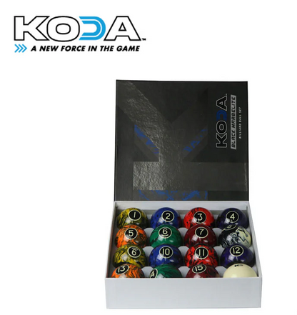 KODA BLACK MARBLEITE POOL BALLS 2 1/4" TRUE ROLL BRAND NEW SEALED SHIPS FREE