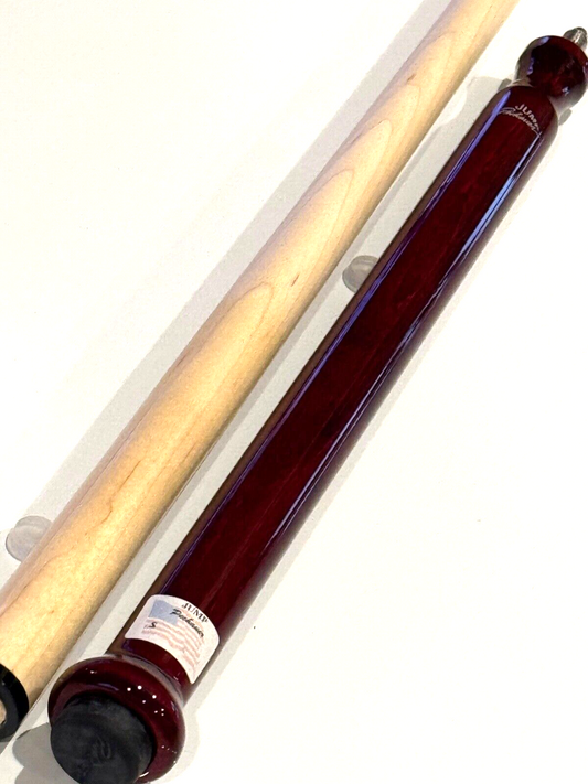 PECHAUER WINE STAINED JUMP CUE NEW STYLE PILOTED JOINT G10 TIP BRASS FERRULE