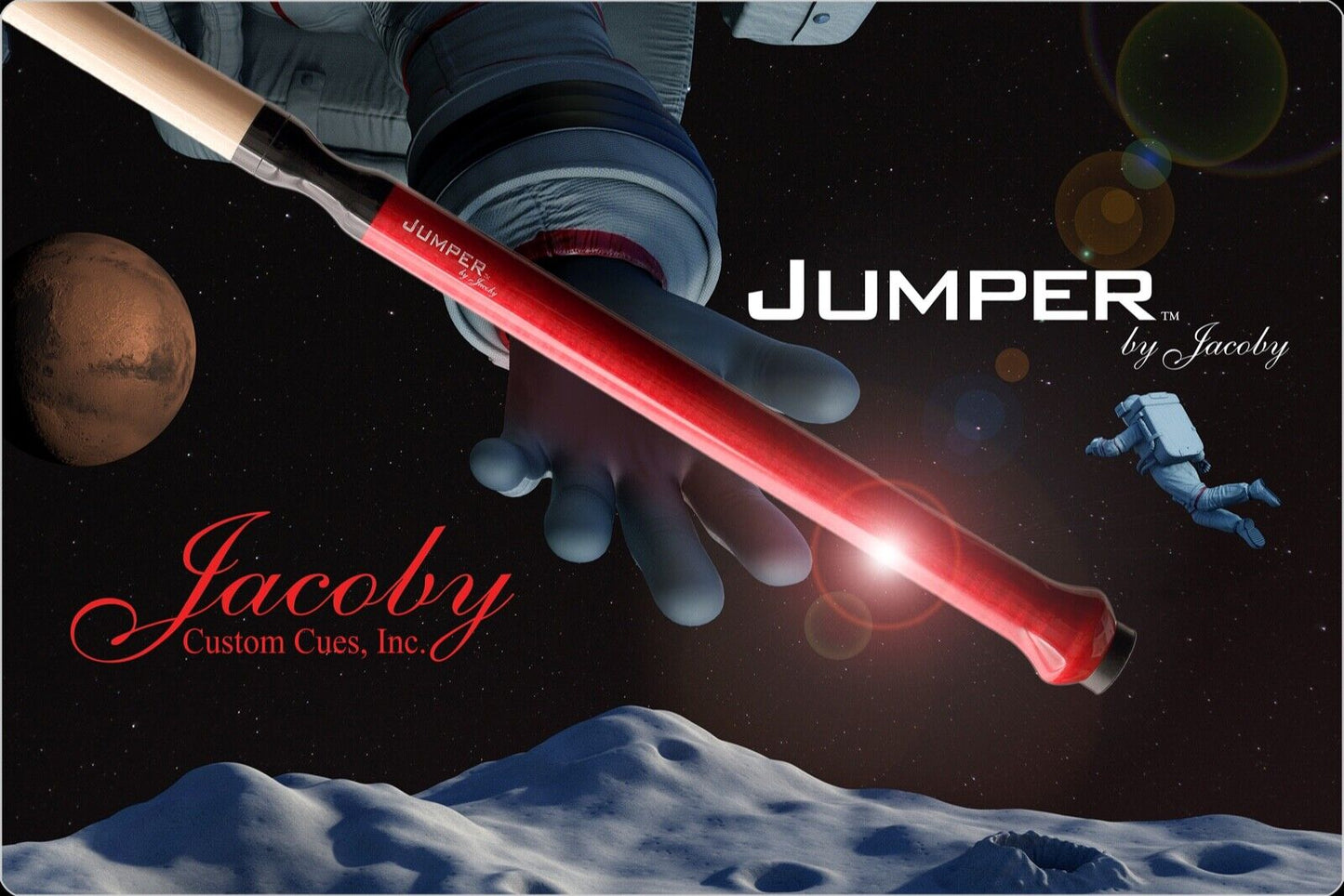 JACOBY JUMP CUE THE JUMPER GREY STAIN NEW DESIGN FREE SHIPPING FREE CASE TOO!!