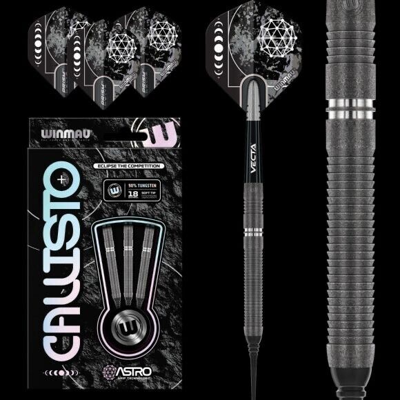 WINMAU CALLISTO SERIES SOFT TIP DARTS 18 GRAM 90% TUNGSTEN SHIPS FREE FLIGHTS 2