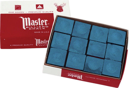 MASTERS BLUE CHALK DOZEN BILLIARD POOL CHALK 12 PACK BRAND NEW FREE SHIPPING