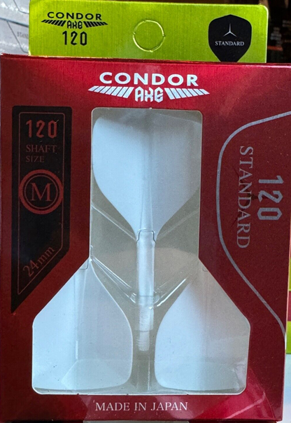 CONDOR AXE 120 WHITE DART FLIGHTS MEDIUM 24 MM STANDARD 3 WING SHIP FREEE NEW