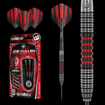 WINMAU 90% TUNGSTEN JOE CULLEN PRISM STEEL TIP DARTS 25 GR SHIPS FREE