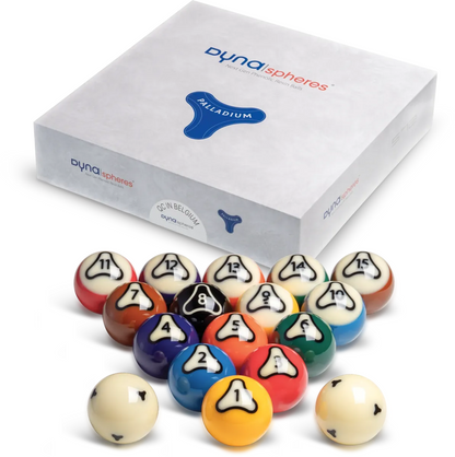 DYNASPHERES PALLADIUM BELGIUM POOL BALL SET  NEW MAGIC RACKS SHIPPING TIPS FREE!