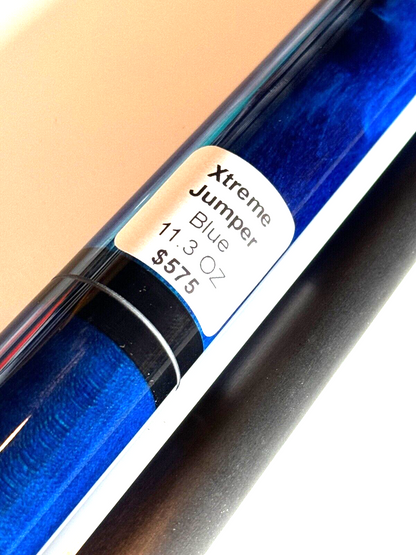 JACOBY BLUE  EXTREME JUMP CUE  13.1 BLACKOUT CARBON SHAFT SHIPS FREE FREE CASE