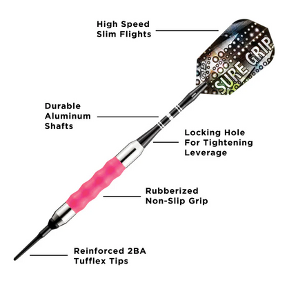 SURE GRIP PINK DARTS FROM GLD 16 GRAM  NEW SHIPS FREE FLIGHTS FREE 20-0004