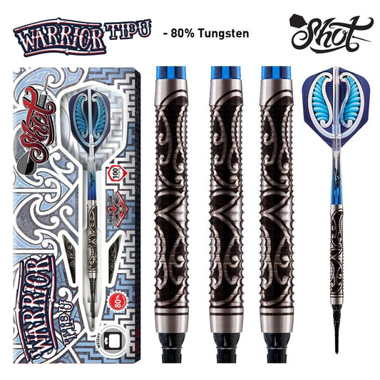 SHOT DARTS WARRIOR TIPU 20 GRAM TUNGSTEN SOFT TIP SHIPS FREE N FREE FLIGHTS