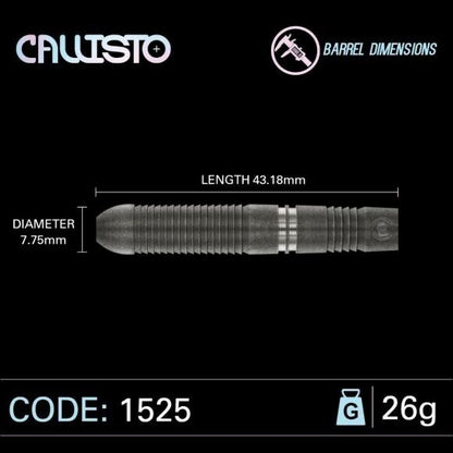 WINMAU CALLISTO SERIES STEEL TIP DARTS 26 GRAM 90% TUNGSTEN SHIPS FREE FLIGHTS 2