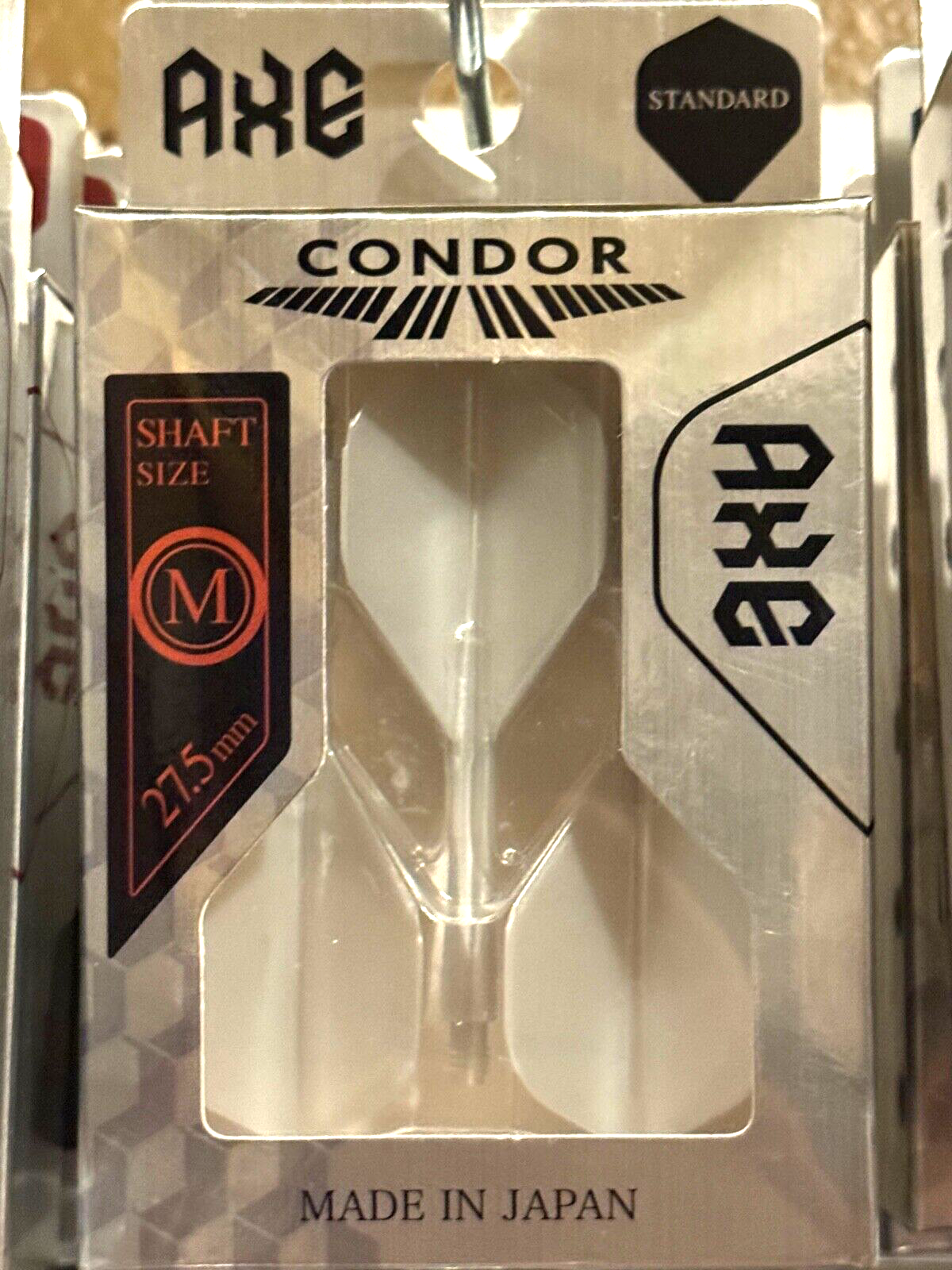 CONDOR METALLIC SILVER PEARL  27.5MM STANDARD SHAPE AXE FLIGHT  SHIPS FREE