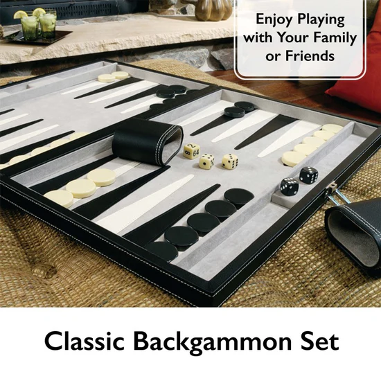 MAINSTREET CLASSIC 18" BACKGAMMON SET BY VIPER GLD FOLDING QUIET PLAY SHIPS FREE