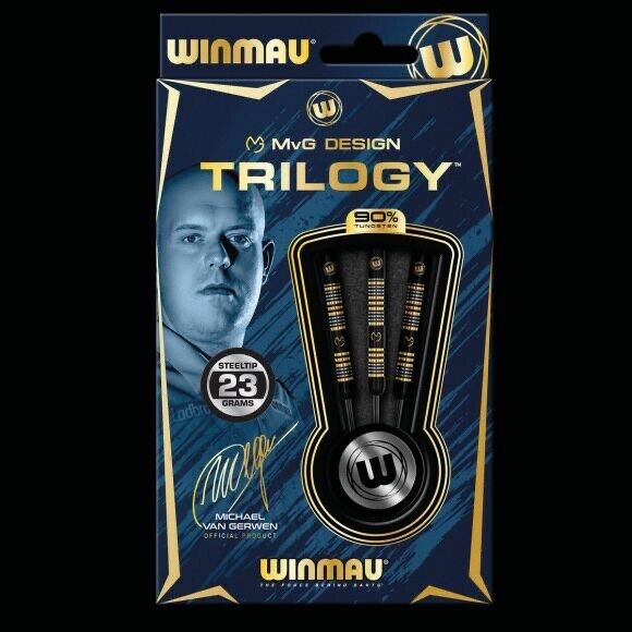 WINMAU 90% TUNGSTEN MICHAEL VAN GERWEN TRILOGY STEEL TIP DARTS 24 GR SHIPS FREE