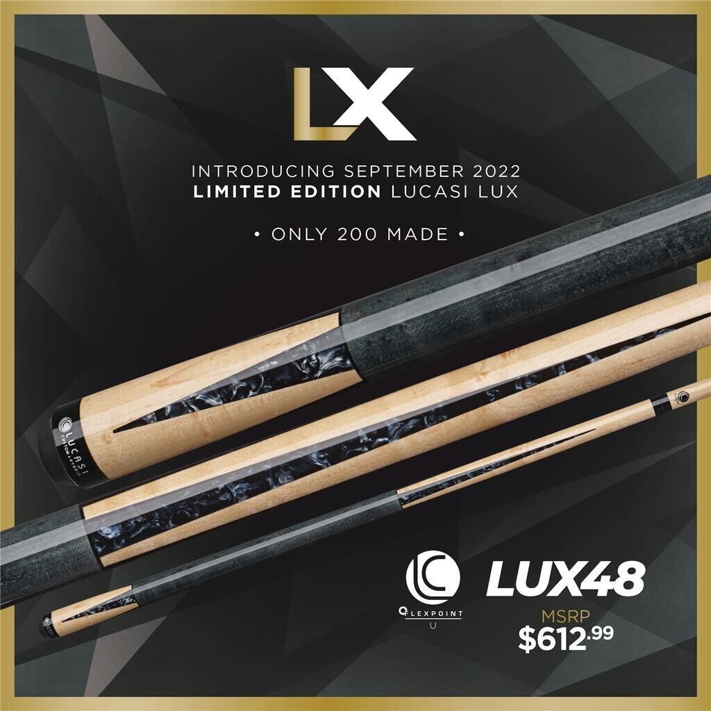 LUCASI LUX 48 CUSTOM CUE UNILOC 12.75MM LTD ONLY 200 MADE NEW FREE SHIPPING