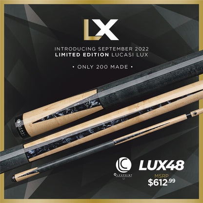 LUCASI LUX 48 CUSTOM CUE UNILOC 12.75MM LTD ONLY 200 MADE NEW FREE SHIPPING