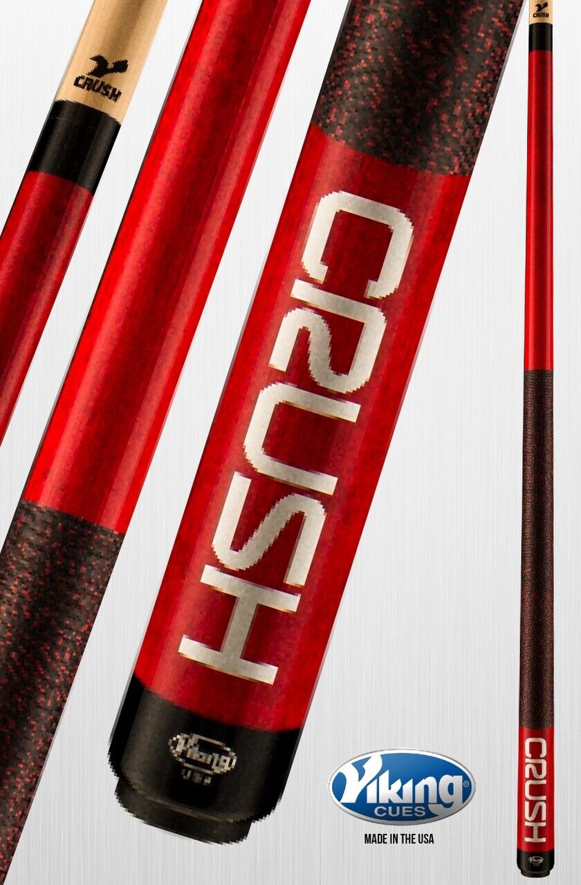 VIKING RED CRUSH BREAK JUMP CUE V CRUSH SHAFT LINEN NEW SHIPS FREE N FREE CASE