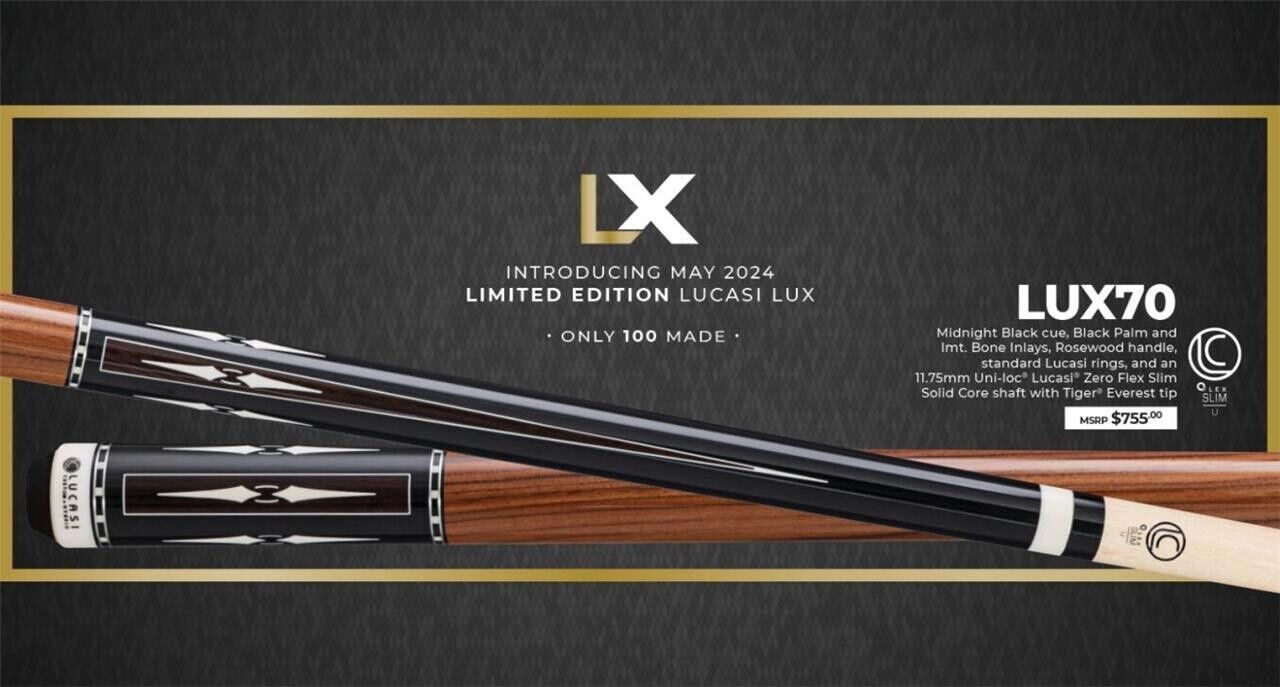 LUCASI LUX 70 CUSTOM CUE # 21/100 UNILOC  ONLY 100 MADE NEW SHIPS FREE FREE CASE