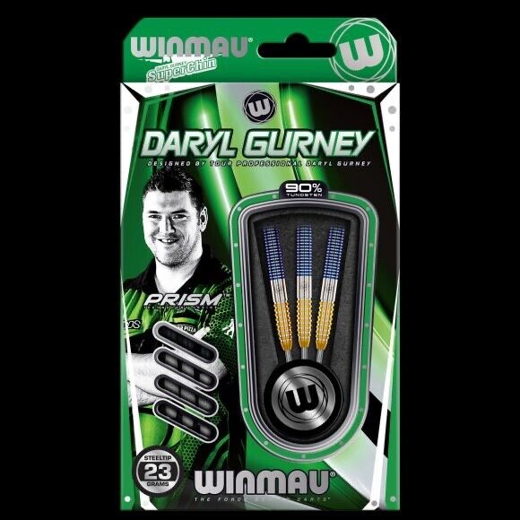 WINMAU DARYL GURNEY 90% TUNGSTEN STEEL TIP DARTS 23 GR SHIPS FREE FREE FLIGHTS