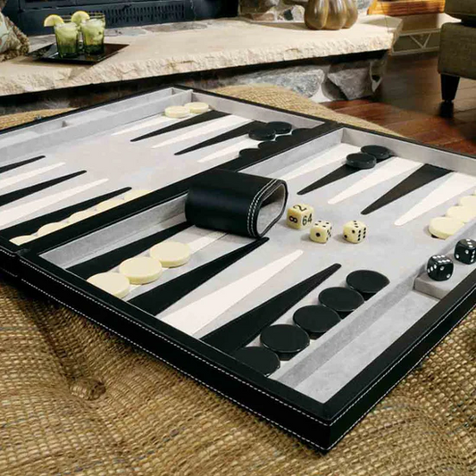 MAINSTREET CLASSIC 18" BACKGAMMON SET BY VIPER GLD FOLDING QUIET PLAY SHIPS FREE