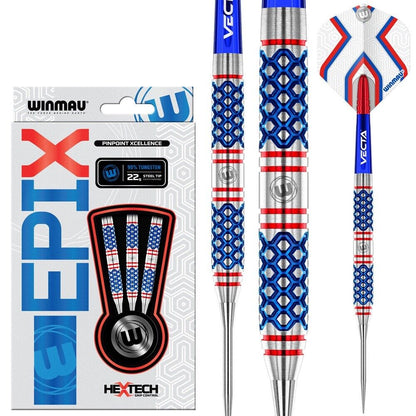 WINMAU EPIX PINPOINT 22 GRAM STEEL TIP DARTS 90% TUNGSTUN SHIP FREE FREE FLIGHTS