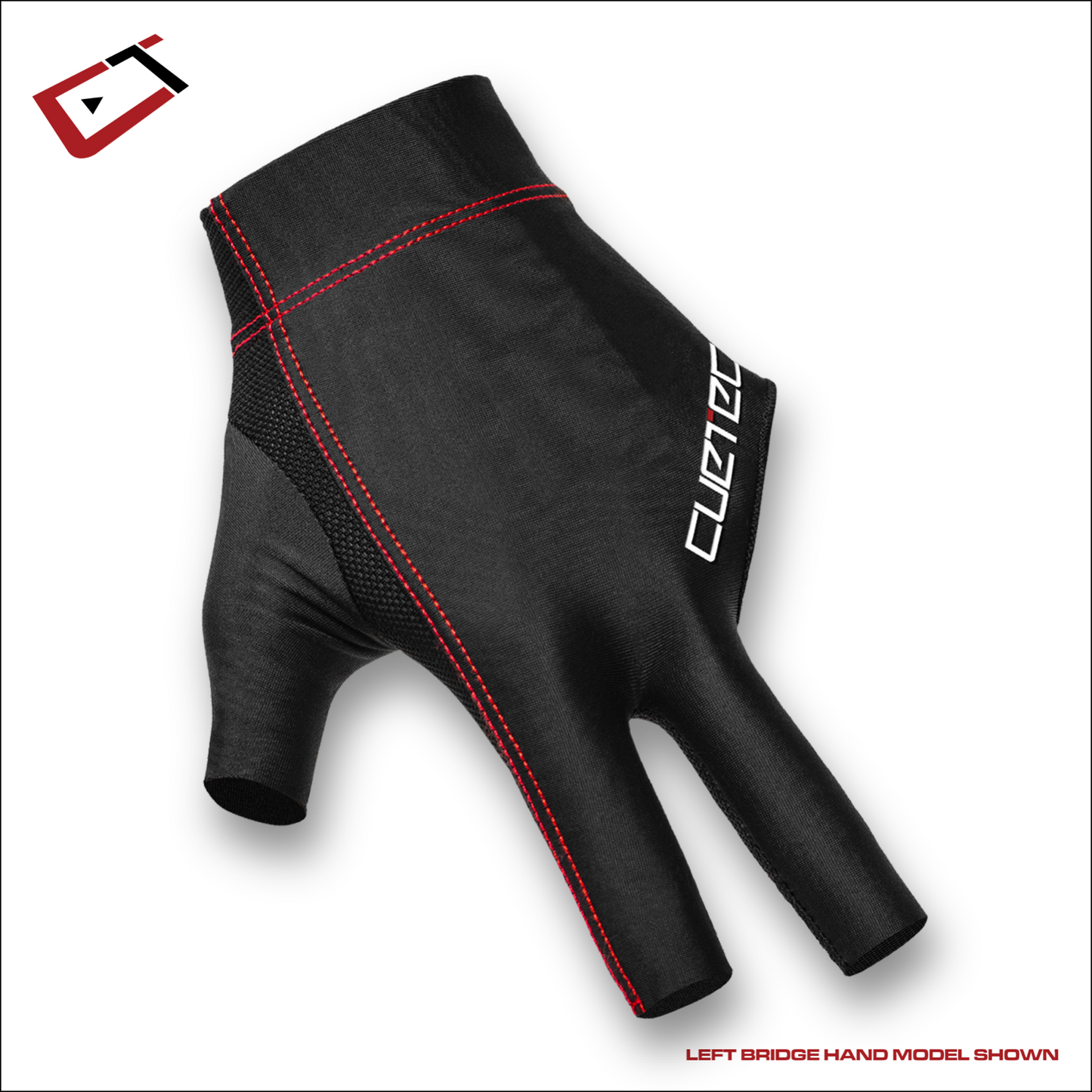 CUETEC AXIS GLOVE RIGHT HAND LARGE BLACK W RED STITCHING NEW FREE SHIPPING