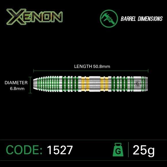 WINMAU XENON PRO SERIES 90% TUNGSTEN STEEL TIP DARTS 25 GRAMS SHIPS FREE BONUS