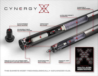 CUETEC X SERIES RAW CUE WITH CYNERGY CARBON FIBER 12.5MM SHAFT NEW SHIPS FREE