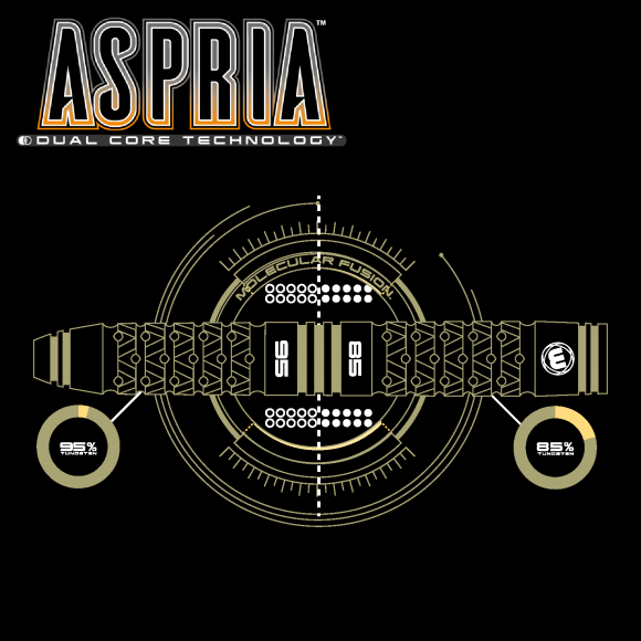 WINMAU ASPRIA DUAL CORE 95%- 85% TUNGSTUN AXIS SOFT TIP DARTS 18 GR SHIPS FREE