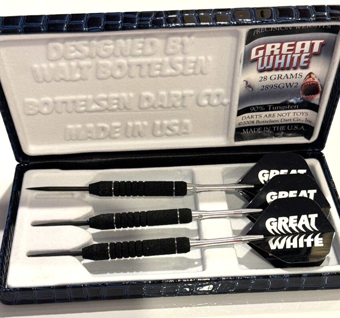 BOTTELSEN GREAT WHITE STEEL TIP SHARK SKIN DARTS 28 GRAM NEW FREE SHIPPING