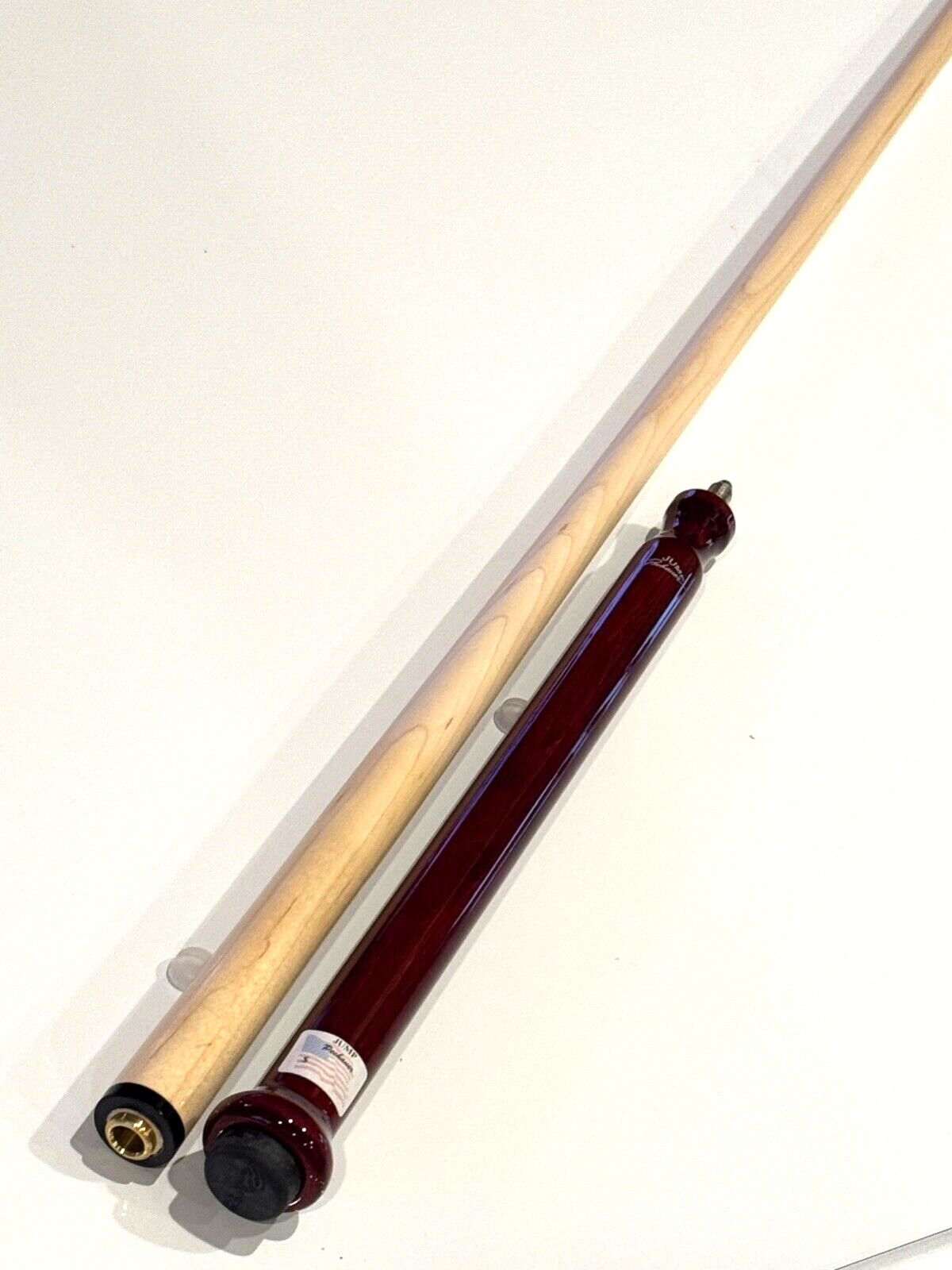 PECHAUER WINE STAINED JUMP CUE NEW STYLE PILOTED JOINT G10 TIP BRASS FERRULE