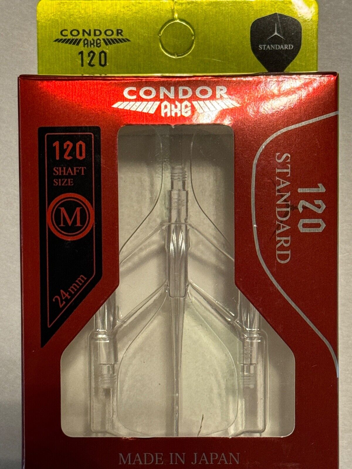 CONDOR AXE 120 CLEAR DART FLIGHTS MEDIUM 24 MM STANDARD 3 WING SHIP FREEE NEW