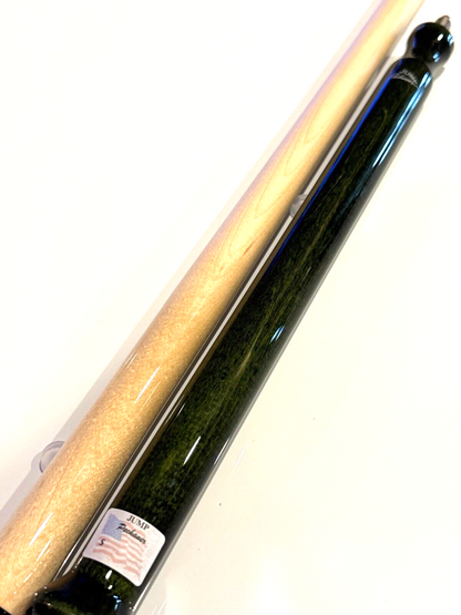 PECHAUER GREEN STAINED JUMP CUE NEW STYLE PILOTED JOINT G10 TIP BRASS FERRULE